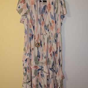 Floral Ruffle Wrap Dress